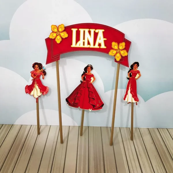 Moldes digitais de Elena de Avalor para centro de mesa nos formatos Studio, PNG e PDF para impressão de alta qualidade e corte preciso na Silhouette.