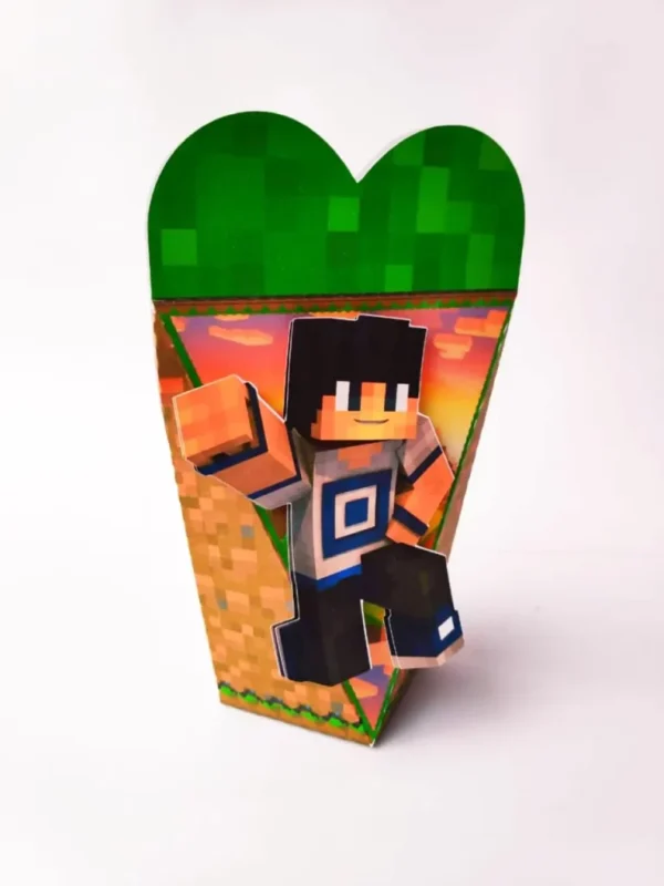 Moldes digitais de centro de mesa tema Minecraft nos formatos Studio e PDF para impressão de alta resolução e personalizados de festas de meninos.