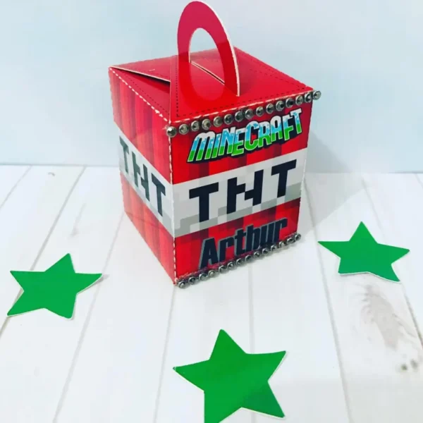 Arquivo de corte para centro de mesa temático Minecraft nos formatos Studio e PDF, ideal para lembrancinhas de festas de aniversário simples.