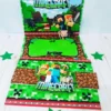 Molde de centro de mesa temático Minecraft nos formatos Studio e PDF para impressão em alta resolução e decoração de festas econômicas.