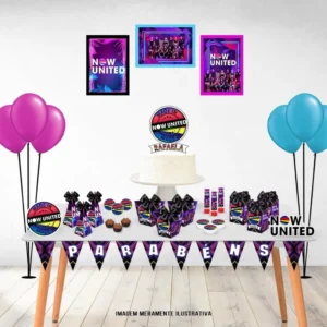 Arquivo digital para centro de mesa tema Now United nos formatos Studio e PDF para máquinas de corte Silhouette ou tesoura, ideal para decoração de festas musicais.