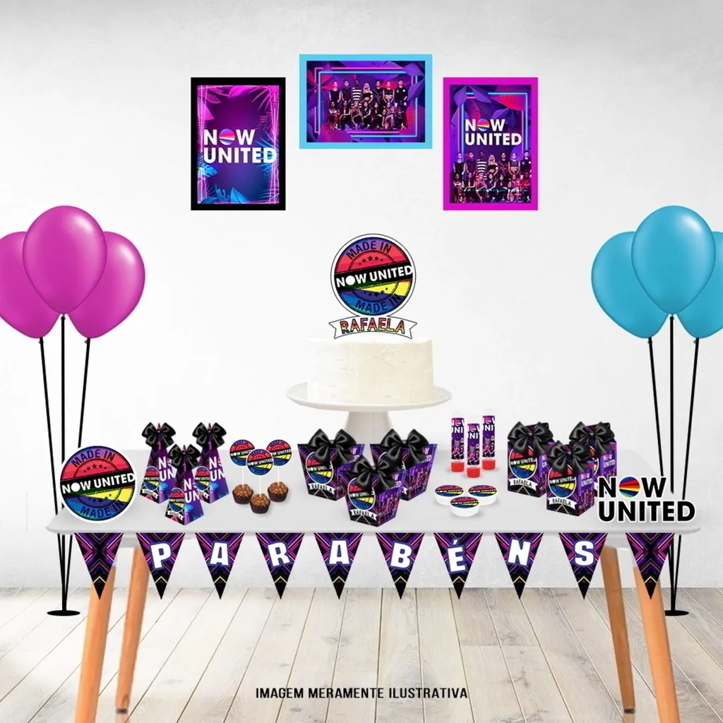 Arquivo digital para centro de mesa tema Now United nos formatos Studio e PDF para máquinas de corte Silhouette ou tesoura, ideal para decoração de festas musicais.