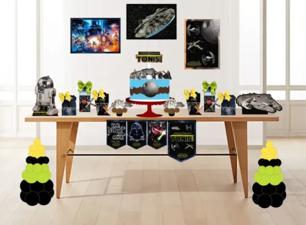 Arquivo de corte digital para centro de mesa Star Wars nos formatos Studio e PDF para máquinas Silhouette ou tesoura, ideal para decoração de festas galácticas.