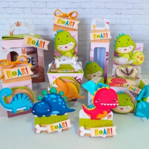 Arquivo de corte digital tema Bebê Dinossauro nos formatos Studio e PDF para máquinas Silhouette ou tesoura, ideal para decoração de chá de bebê e festas infantis.