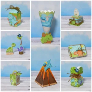 Arquivo de corte digital tema dinossauros para festa infantil simples no formato Studio para máquinas Silhouette, ideal para decoração prática e rápida.