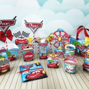 Arquivo de corte digital tema Relâmpago McQueen para decoração de festa infantil no formato Studio para máquinas Silhouette, ideal para personalizados.