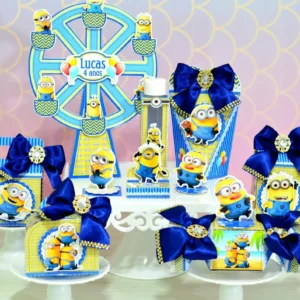 Moldes para festa econômica dos Minions nos formatos Studio e PDF, ideais para decoração de aniversário feita à mão ou na Silhouette.