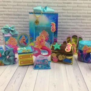 Arquivo de corte digital para decoração tema Barbie Sereia no formato Studio para máquinas Silhouette, ideal para festas infantis e personalizados fundo do mar.