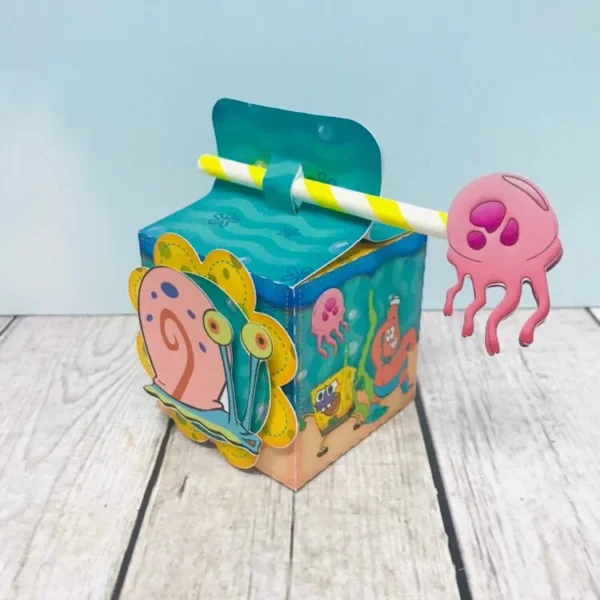 Molde de topo de bolo temático Bob Esponja nos formatos Studio e PDF para decoração de festas e impressão em alta resolução.
