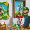 Arquivo de corte digital para topper de bolo e itens de decoração tema Mario e Luigi nos formatos Studio, PNG e PDF.