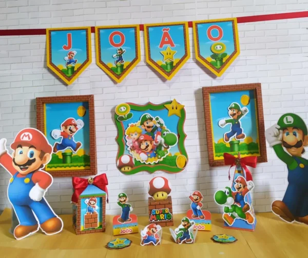 Arquivo digital tema Mario e Luigi nos formatos Studio, PNG e PDF para decoração de festa para imprimir e recortar na Silhouette ou tesoura.