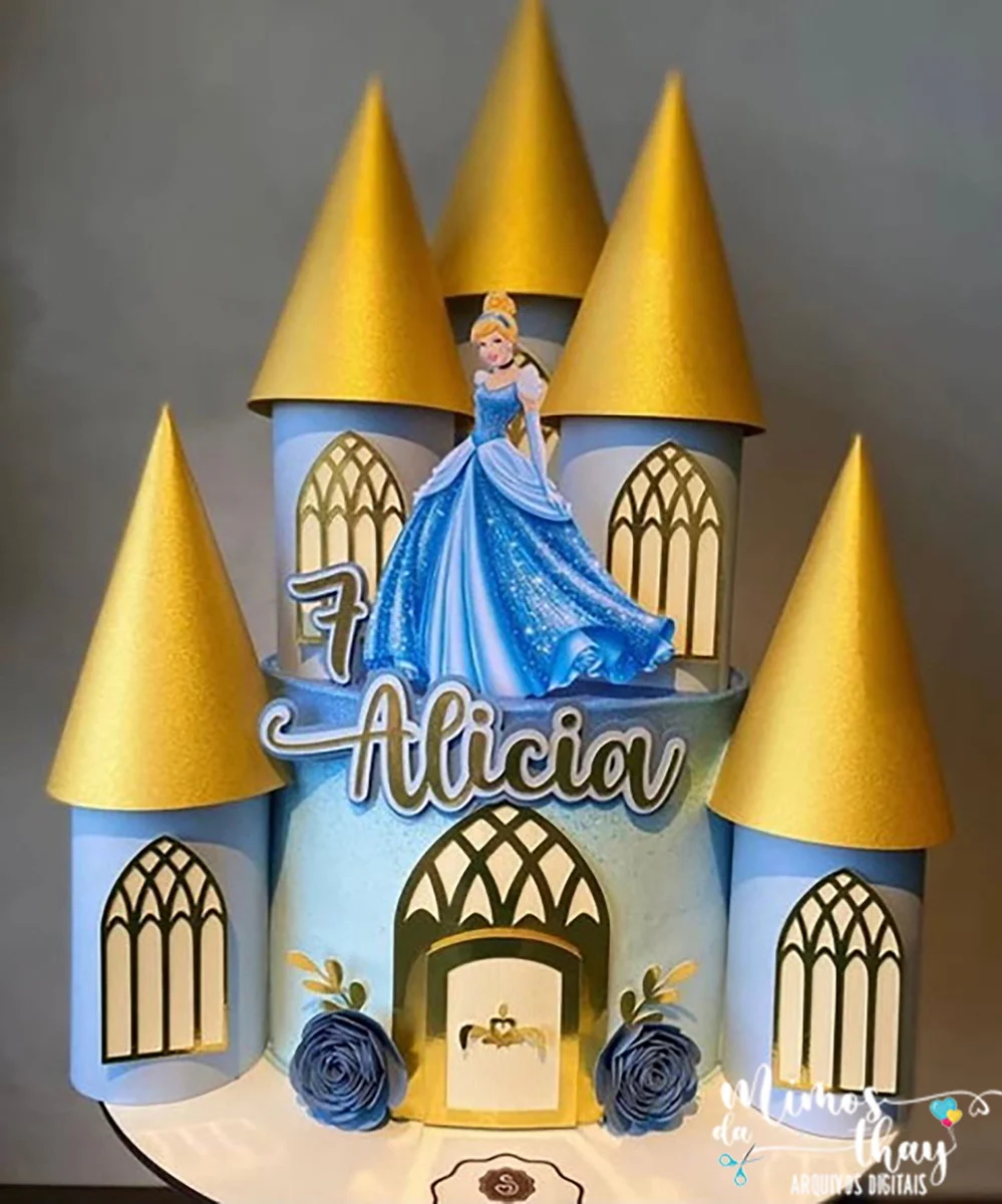 Decoracao Topo de Bolo Cinderela Castelo Studio