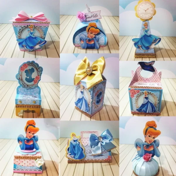 Arquivo de corte digital para topper de bolo e itens decorativos tema Cinderela Rosa e Azul nos formatos Studio e PDF para Silhouette e tesoura.