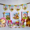Arquivo de corte digital para enfeites tema Masha e o Urso nos formatos Studio, PNG e PDF para máquinas Silhouette ou tesoura, ideal para decoração de festas infantis.