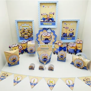 Arquivo de corte digital para topper de bolo e itens de decoração tema Minions nos formatos Studio, PNG e PDF para Silhouette.