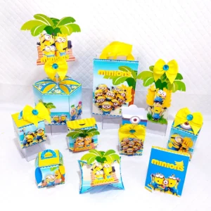 Arquivo de corte digital para lembrancinhas e topper de bolo tema Minions nos formatos Studio e PDF para Silhouette.