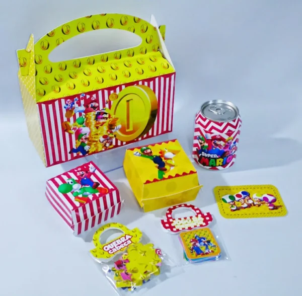 Arquivo digital tema Super Mario nos formatos Studio e PDF para kit festa na escola para imprimir e recortar na Silhouette ou tesoura.