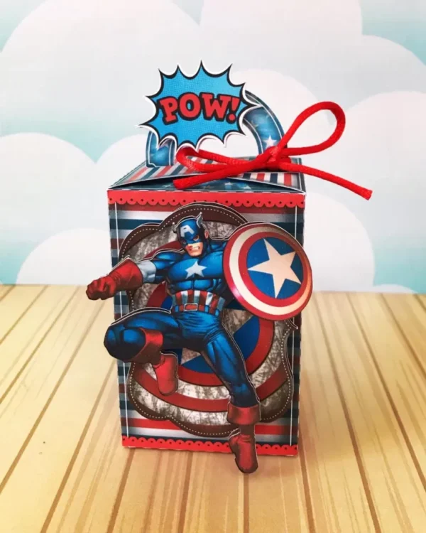 Arquivo do Capitão América para recortar nos formatos PDF, PNG e Studio ideal para decoração de mesas e festas infantis.