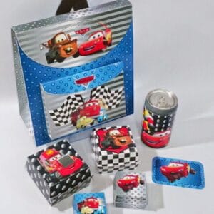 Arquivo de corte digital tema Carros Disney em tons de azul para festa na escola nos formatos Studio e PDF para máquinas Silhouette ou tesoura, ideal para personalizados.