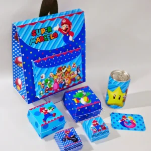 Arquivo digital para lancheira tema Super Mario Azul nos formatos Studio e PDF para imprimir e recortar na Silhouette ou tesoura.