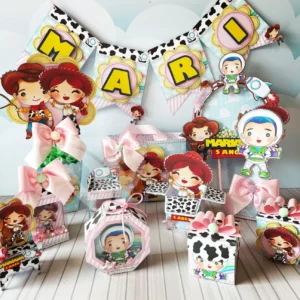 Arquivo de corte digital para topper de bolo e itens de decoração tema Toy Story Menina nos formatos Studio, PNG e PDF.
