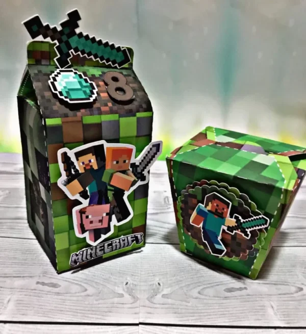 Moldes digitais para festa de aniversário Minecraft no formato Studio para máquinas Silhouette, prontos para impressão e corte de personalizados de luxo.