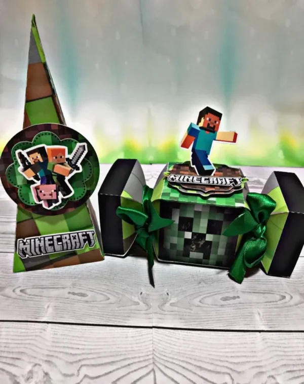 Arquivo de corte digital tema Minecraft para festa de aniversário no formato Studio para máquinas Silhouette, ideal para decoração e personalizados infantis.