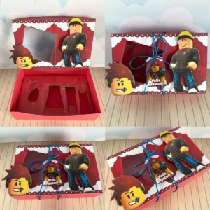 Arquivo de corte digital para caixa ovo de colher e kit confeiteiro Roblox nos formatos Studio, PDF e PNG para Silhouette e tesoura.