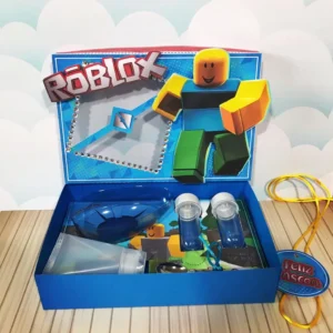 Arquivo digital kit mini confeiteiro tema Roblox nos formatos Studio, PNG e PDF para imprimir e recortar na Silhouette ou tesoura.