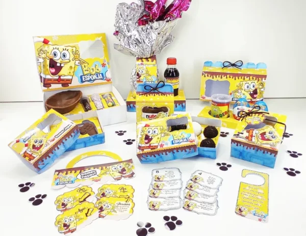 Moldes digitais de Páscoa tema Bob Esponja nos formatos Studio, PNG e PDF para impressão de alta resolução e personalizados de festas infantis.