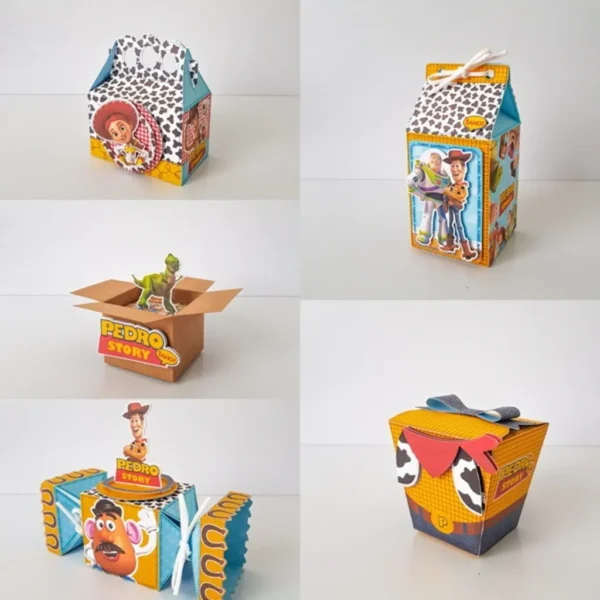 Conjunto de arquivos digitais tema Toy Story para aniversário para imprimir e recortar nos formatos Studio, PNG e PDF.