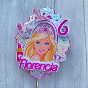 Arquivo digital de topo de bolo da Barbie no formato Studio pronto para imprimir e recortar em máquinas Silhouette, ideal para decoração de festas infantis.
