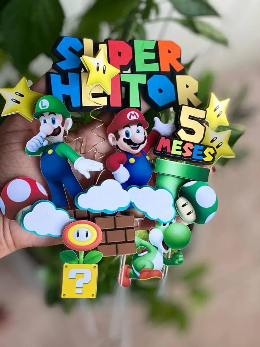 Topo de Bolo do Super Mario e Luigi Studio