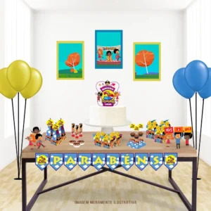 Itens de decoração para aniversário 3 Palavrinhas masculino em arquivo digital Studio e PDF.