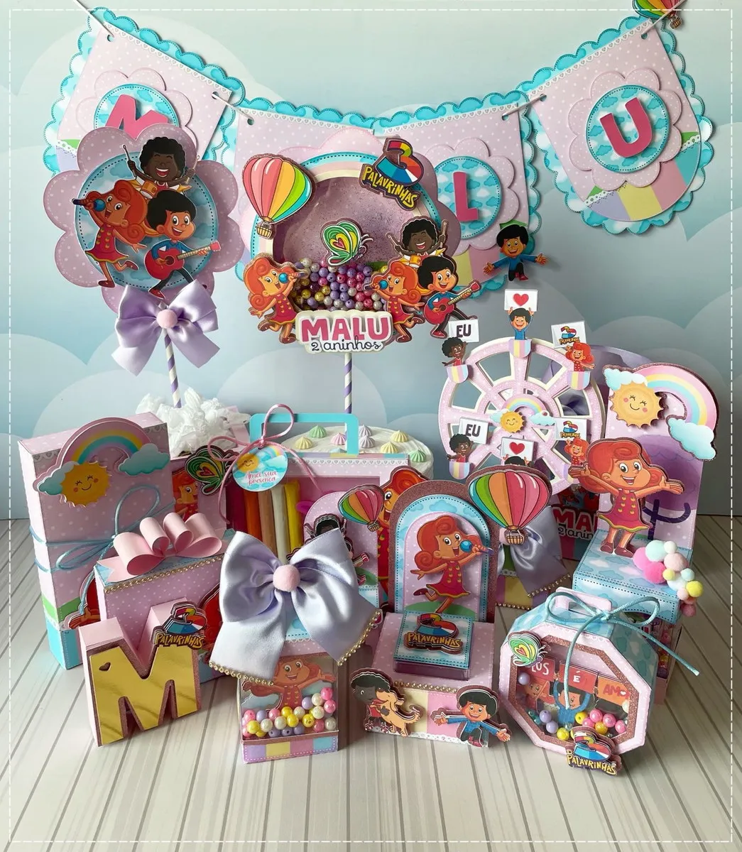 Aniversário 3 Palavrinhas Menina Studio Png e Pdf