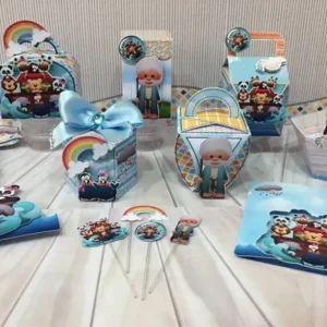 Arquivo digital para personalizados de aniversário simples no tema Arca de Noé em formato Studio.