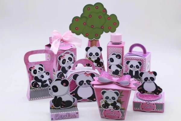 Arquivo de corte para festa de aniversário no tema Panda Menina em formato Silhouette Studio.