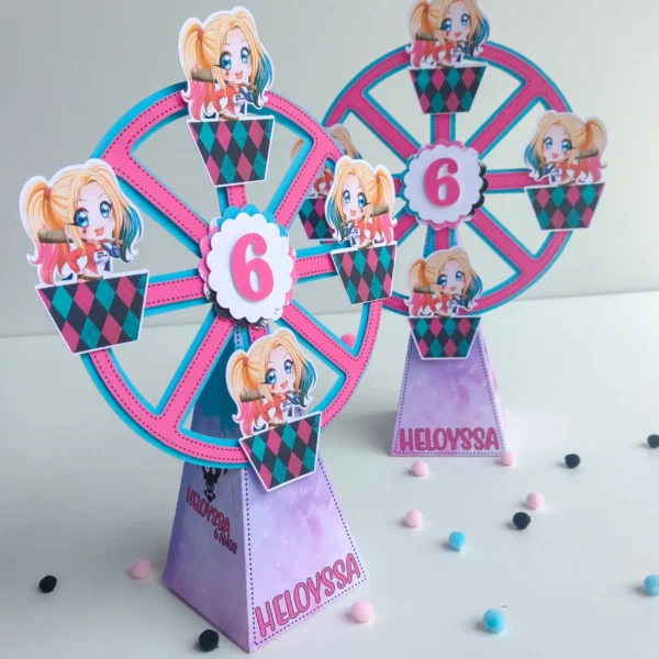 Personalizados de festa Arlequina em arquivo digital para Silhouette Studio.