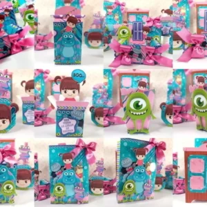 Topo de bolo para aniversário Monstros SA menina em arquivo digital Studio, PNG e PDF.