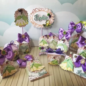 Arquivo de corte tema Princesa e o Sapo para itens de decoração de festa e aniversário.