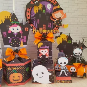 Topo de bolo para aniversário tema Halloween em arquivo digital Studio, PNG e PDF.