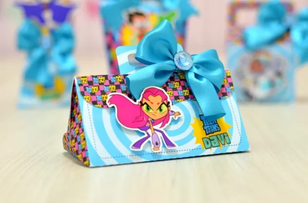 Topper de bolo tema de aniversário Jovens Titãs em arquivo digital pronto para imprimir e cortar.
