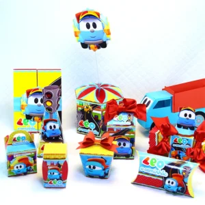 Arquivo digital para aniversário no tema Leo o Caminhão em formato Studio e PDF.