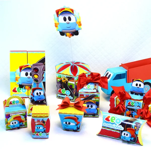 Arquivo digital para aniversário no tema Leo o Caminhão em formato Studio e PDF.