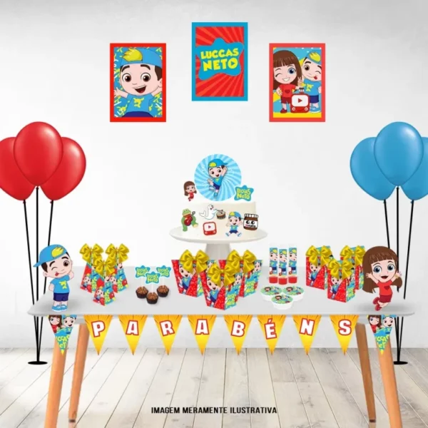 Arquivo digital de corte para decoração de aniversário no tema Luccas Neto em formatos Studio e PDF.