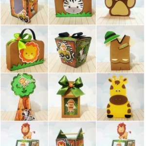 Arquivo digital para aniversário tema Safari em formato Studio e PDF.