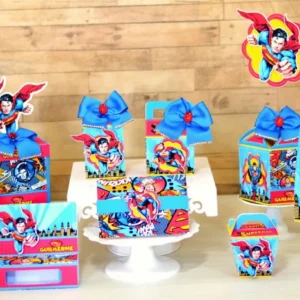 Arquivo digital para aniversário no tema Super Homem em formato Studio e PDF.