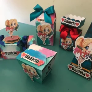Arquivo digital de corte para decoração de aniversário infantil simples tema Arlequina em formato Studio.