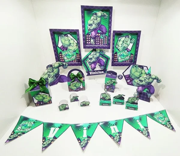 Arquivo de corte para personalizados de aniversário infantil tema Hulk no Studio e PDF.
