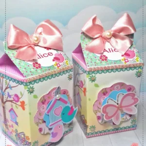 Kit de arquivos digitais para caixinhas de festa Jardim Encantado no Silhouette Studio.